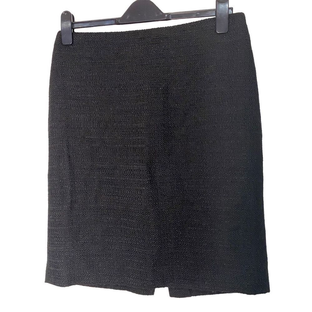 Theory Black Tweed Pencil Skirt with Metallic Shimmer